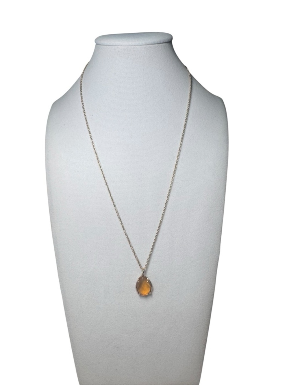 Kendra Scott Gold Necklace with Amber Teardrop Stone